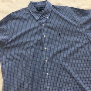 Ralph Lauren Blue Small Check S/S Shirt XL